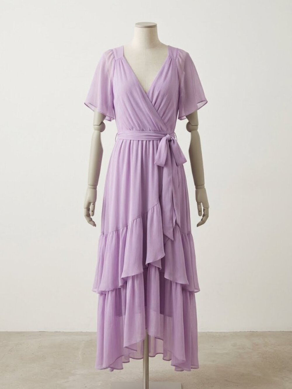 Sundance Purple Mary Ann Tiered Maxi Dress Flutter Sleeve Boho Size S